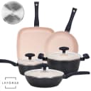 Batería de Cocina Le Forge 8 Piezas Antiadherente Cerámica Granito Rosa