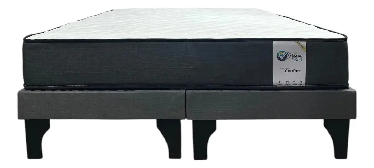 Cama Dreambed Europea 2 Plazas 190x150 Cm Base Dividida Color Grafito