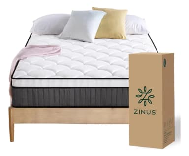 Colchón Zinus 2 Plazas Long 150x200x30cm Espuma Y Resortes Color Blanco