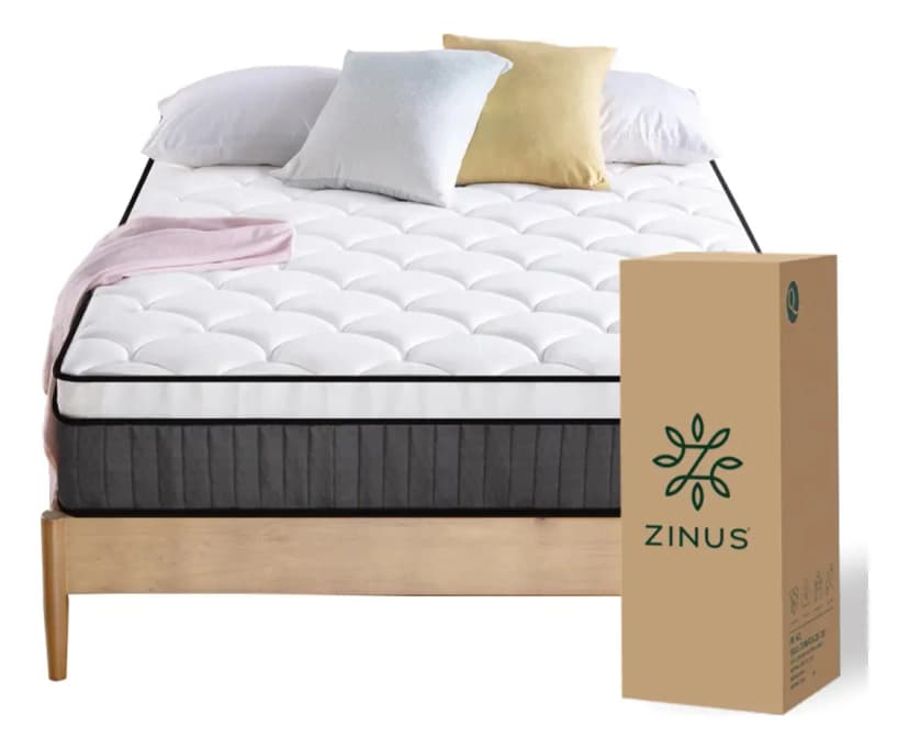 Colchón Zinus 2 Plazas Long 150x200x30cm Espuma Y Resortes Color Blanco