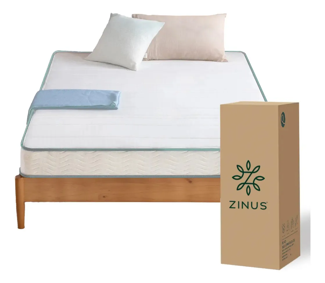 Colchón 2 Plazas Zinus Resortes Bonnell 150x190x15cm Color Blanco
