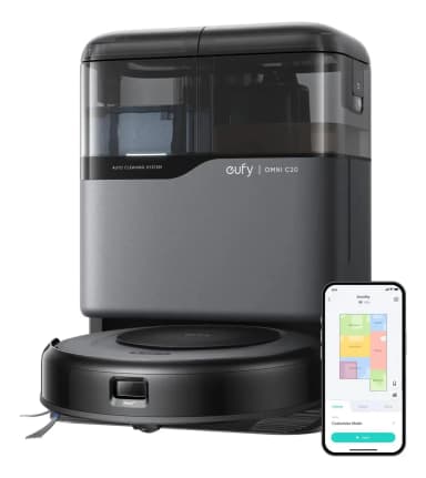 Aspiradora Robot Eufy Omni C20, 7000 Pa De Succión, Autovaciamiento, Autolavado, Autosecado, Diseño Delgado De 3.35 , Estación Todo En Uno, Color Negro