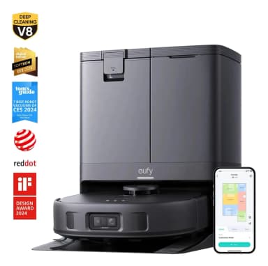 Aspiradora Robot Eufy X10 Pro Omni 8000 Pa, Evitación de Obstáculos con IA, Trapeador Doble con Elevación de 12 mm, Autovaciado y Autollenado, Ideal para Mascotas, Color Negro