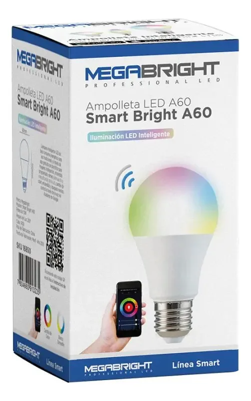 Ampolleta LED Smart Megabright A60 10 W E27 (WiFi, regulable)