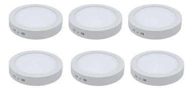 Pack 6 Plafones LED Redondos 18W 5500K Aluminio Blanco