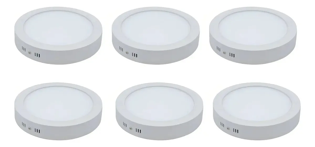 Pack 6 Plafones LED Redondos 18W 5500K Aluminio Blanco