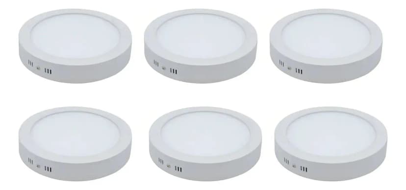 Pack 6 Plafones LED Redondos 18W 5500K Aluminio Blanco
