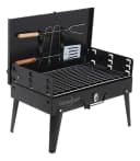 Parrilla Plegable Portátil a Carbón (acero inoxidable, con tapa, emparrillado regulable)