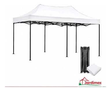 Toldo Plegable 3x6 m Jardimex Oxford 600D Impermeable Estructura Acero Color Blanco